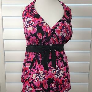 Shore Club Tankini Black Pink Floral size 20